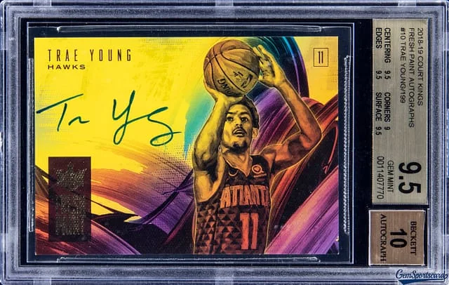 2018-19 Panini Court Kings Trae Young Fresh Paint Autograph #FP-TYG card image