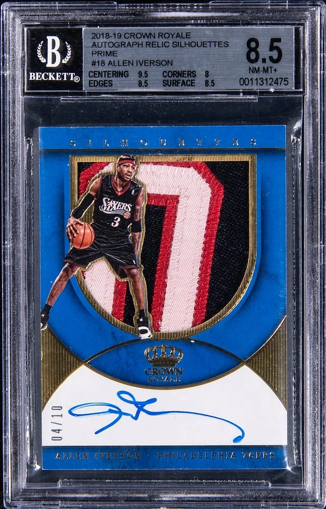 2018-19 Panini Crown Royale Allen Iverson Autograph Relic Silhouettes Prime #SL-AIV card image