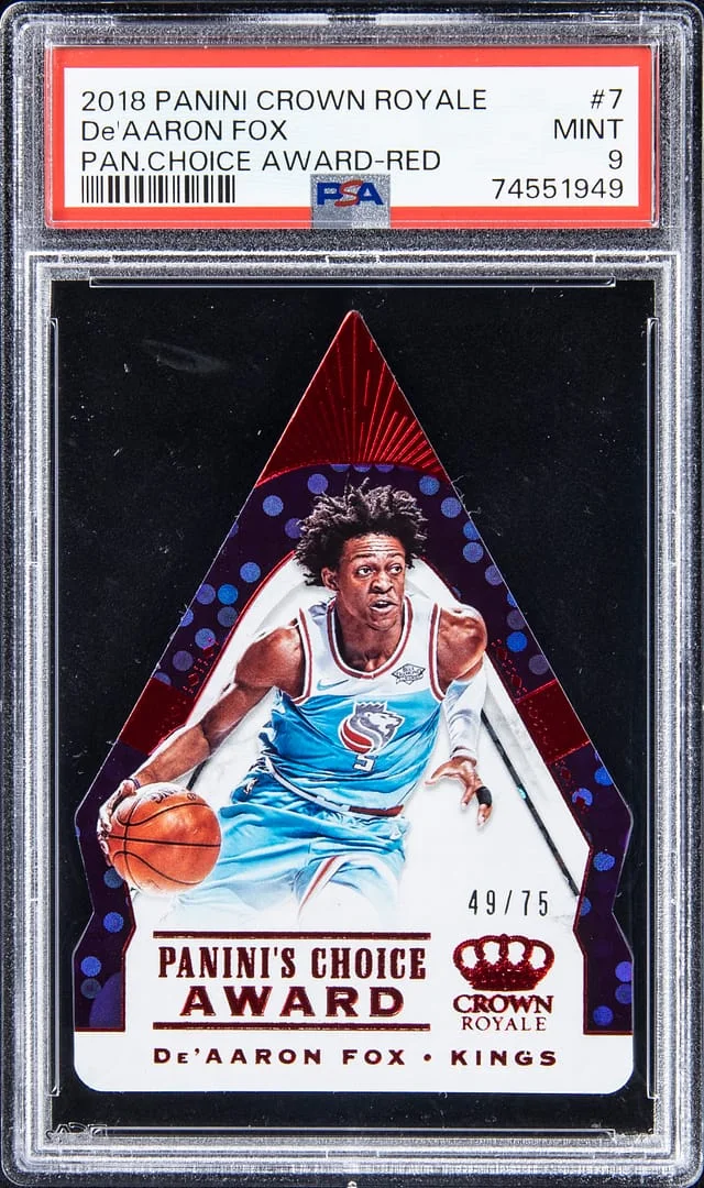2018-19 Panini Crown Royale De'Aaron Fox Panini's Choice Award Red #7 card image