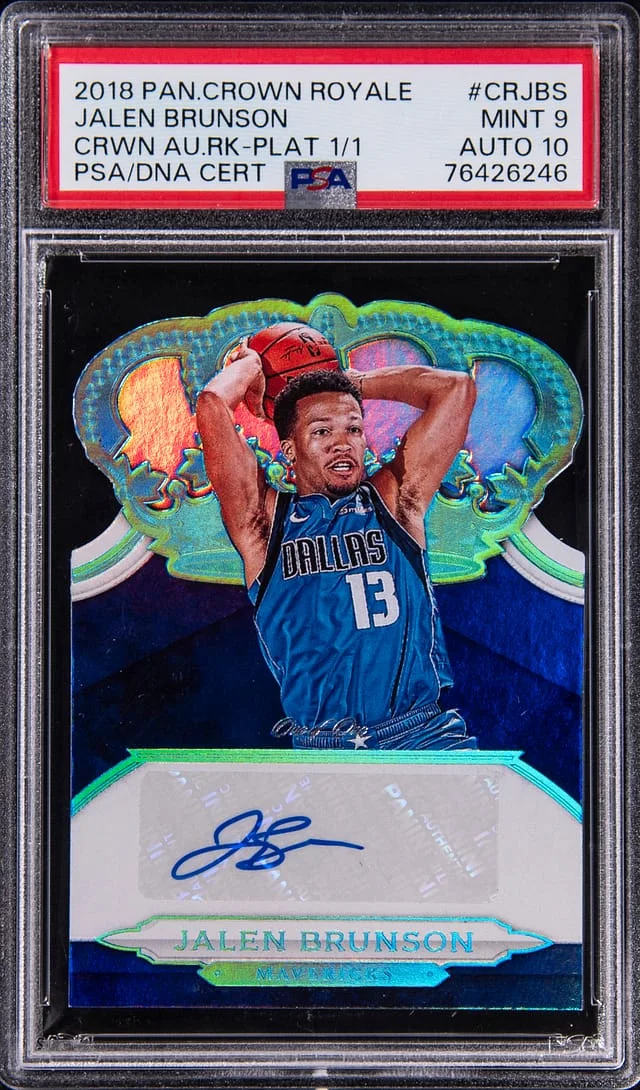 2018-19 Panini Crown Royale Jalen Brunson Crown Autographs Rookies Platinum #CR-JBS card image