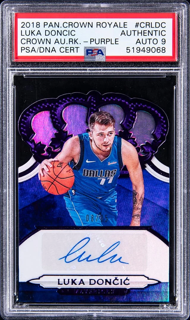 2018-19 Panini Crown Royale Luka Doncic Crown Autographs Rookies Purple #CR-LDC card image