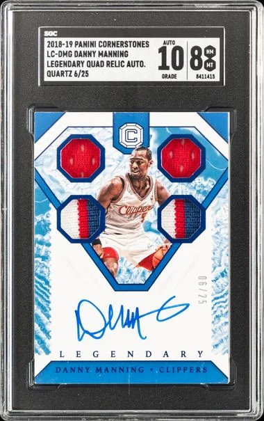 2018-19 Panini Danny Manning Cornerstones Legendary Quad Relic Auto. - Quartz #LC-DMG card image