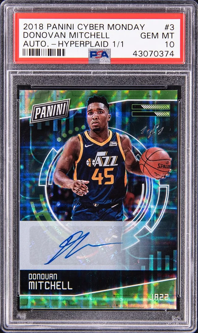 2018-19 Panini Donovan Mitchell Cyber Monday Autograph Hyperplaid #3 card image