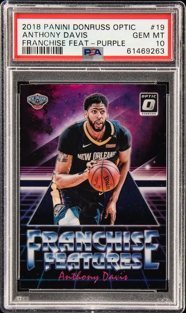 2018-19 Panini Donruss Optic Anthony Davis Franchise Features Purple #19 card image