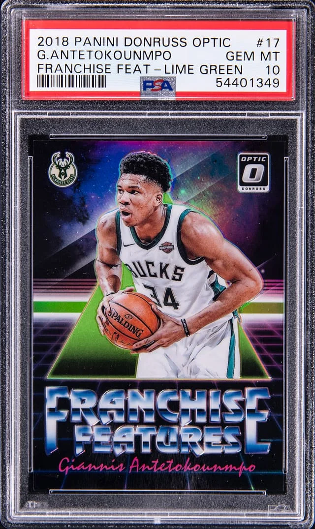 2018-19 Panini Donruss Optic Giannis Antetokounmpo Franchise Feat Lime Green #17 card image