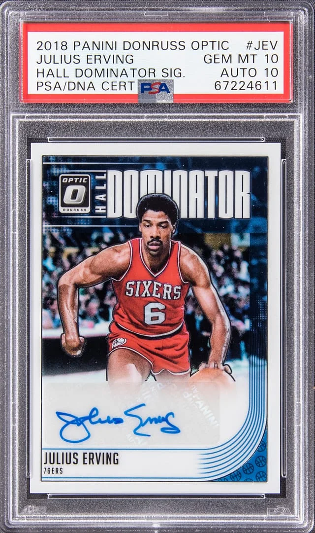 2018-19 Panini Donruss Optic Julius Erving Hall Dominator Signatures #HD-JEV card image