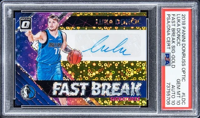 2018-19 Panini Donruss Optic Luka Doncic Fast Break Signatures Gold #FB-LDC card image
