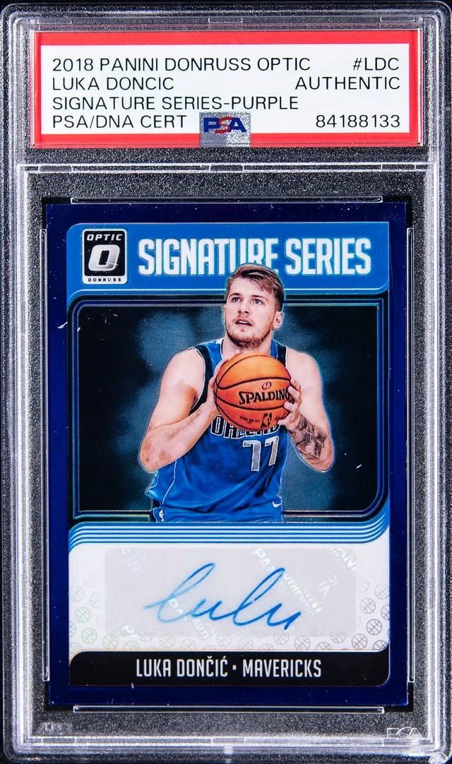 2018-19 Panini Donruss Optic Luka Doncic Signature Series Purple #SG-LDC card image