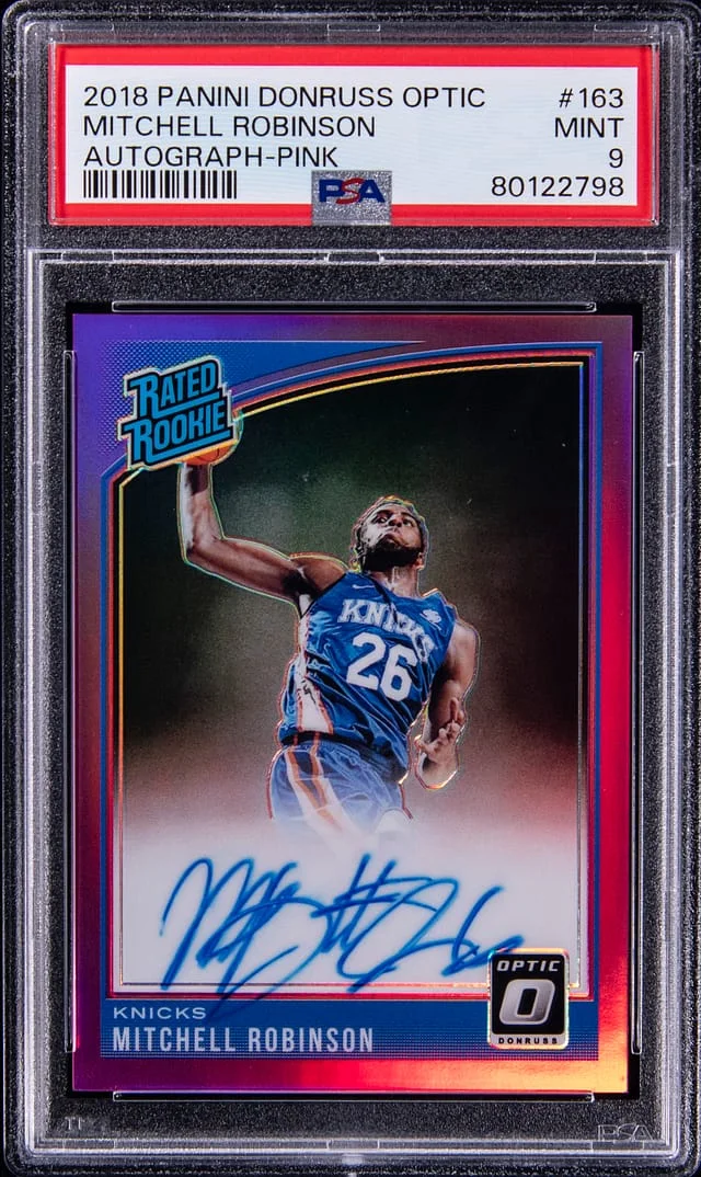 2018-19 Panini Donruss Optic Mitchell Robinson Pink Autograph #163 card image