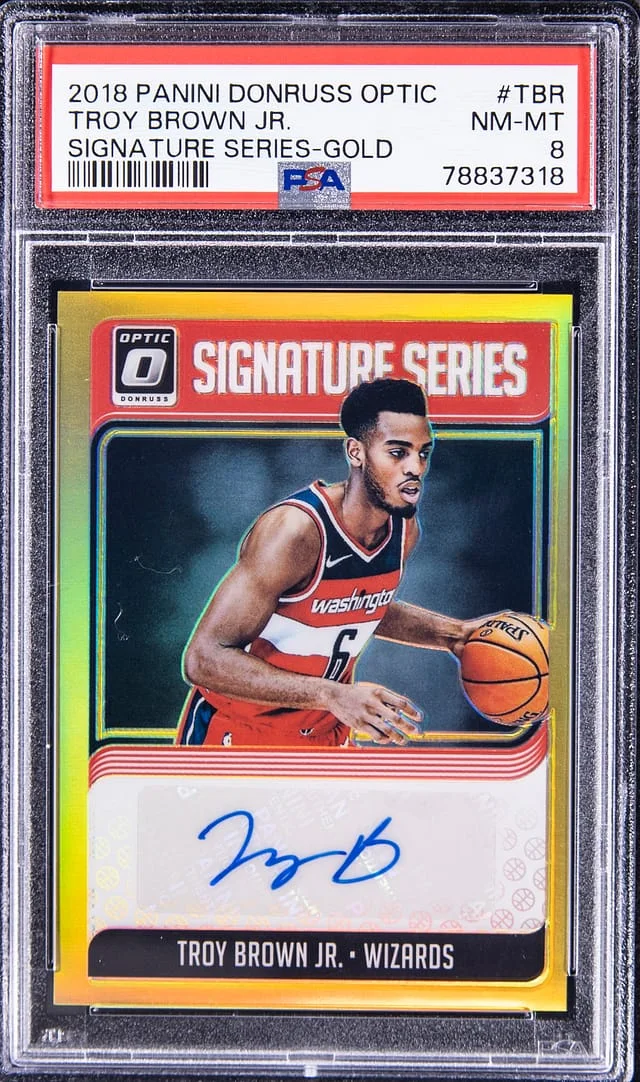 2018-19 Panini Donruss Optic Troy Brown Jr. Signature Series Gold #SG-TBR card image
