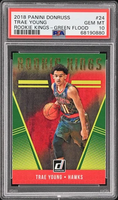 2018-19 Panini Donruss Trae Young Kings Green Flood #24 card image
