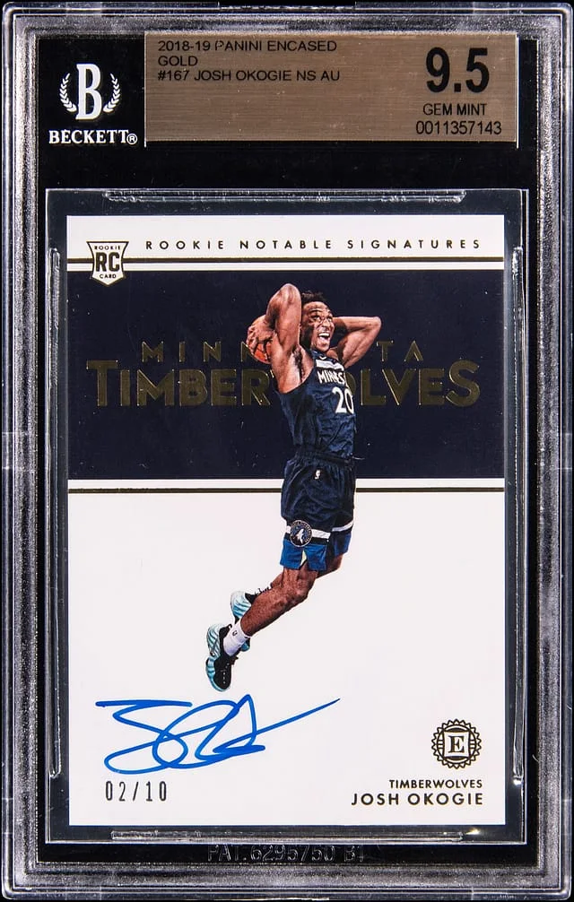 2018-19 Panini Encased Josh Okogie Notable Signatures Gold #167 card image