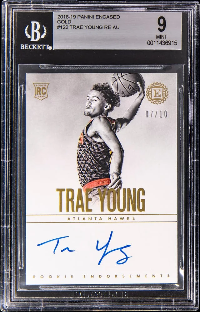 2018-19 Panini Encased Trae Young Gold #122 card image