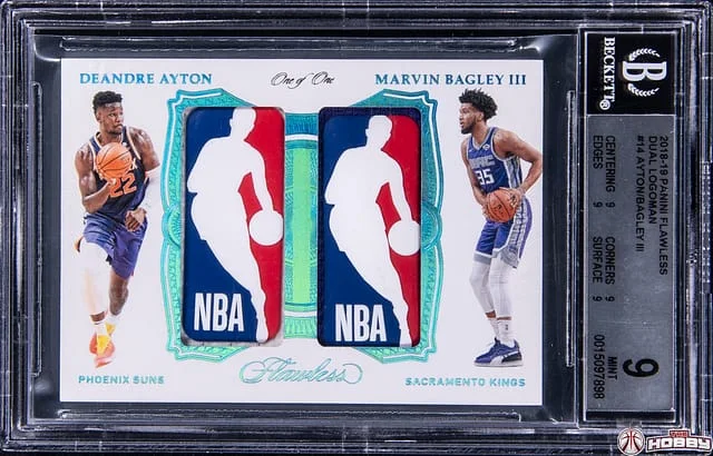 2018-19 Panini Flawless Deandre Ayton/Marvin Bagley III Dual Logoman #DL-DM card image