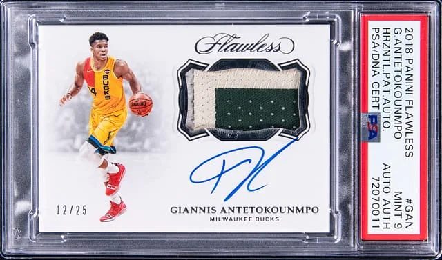 2018-19 Panini Flawless Giannis Antetokounmpo Horiztonal Patch Autograph #GAN card image