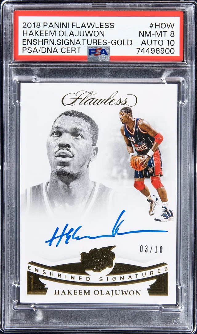 2018-19 Panini Flawless Hakeem Olajuwon Enshrined Signatures Gold #EN-HOW card image
