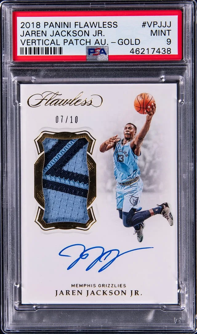2018-19 Panini Flawless Jaren Jackson Jr. Vertical Patch Autograph Gold #VP-JJJ card image