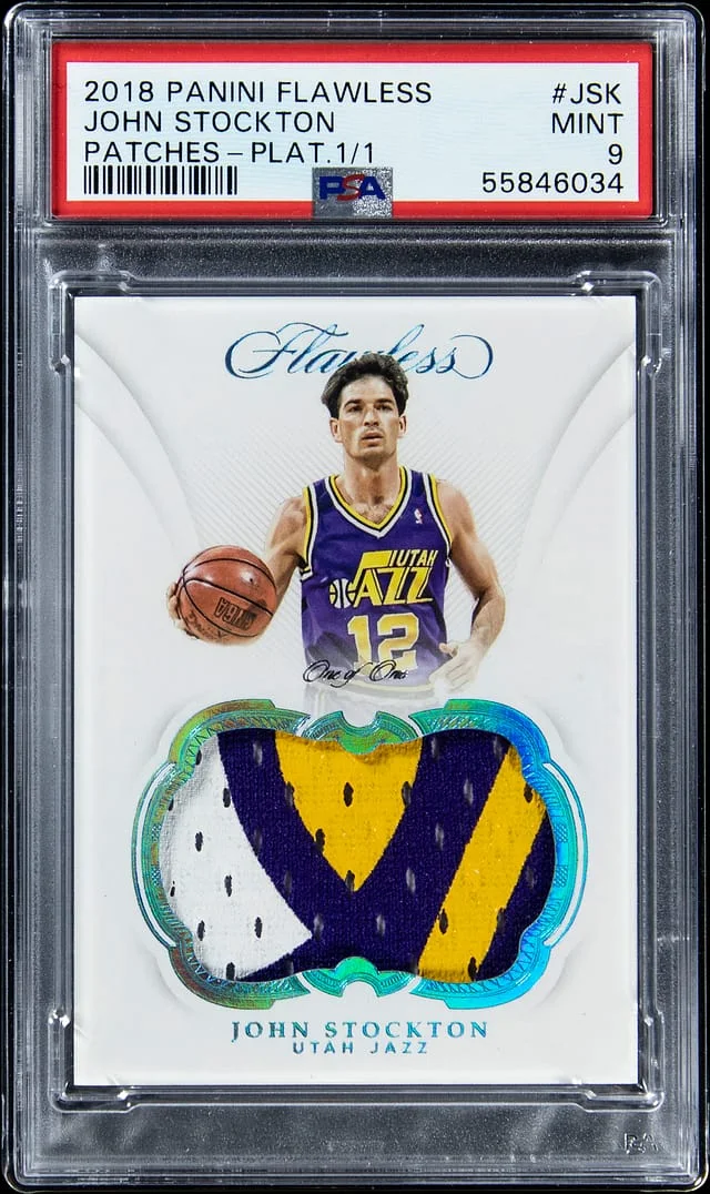 2018-19 Panini Flawless John Stockton Patches Platinum #JSK card image