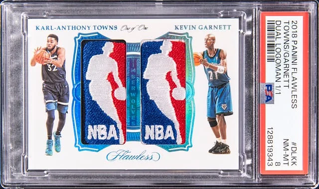 2018-19 Panini Flawless Karl-Anthony Towns/Kevin Garnett Dual Logoman #DL-KK card image