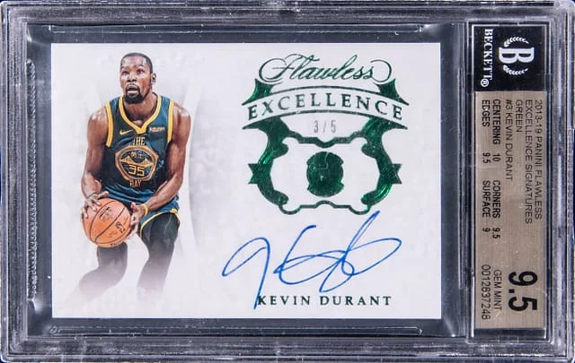 2018-19 Panini Flawless Kevin Durant Excellence Signatures Green #ES-KDR card image