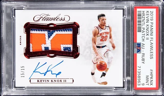 2018-19 Panini Flawless Kevin Knox Horizontal Patch Autograph Ruby #HP-KNX card image