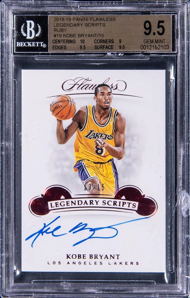2018-19 Panini Flawless Kobe Bryant Legendary Scripts Ruby #19 card image