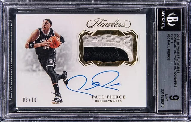 2018-19 Panini Flawless Paul Pierce Horizontal Patch Autographs Gold #HP-PPC card image