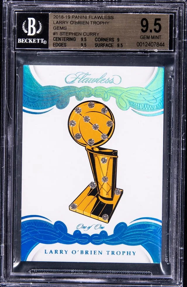 2018-19 Panini Flawless Stephen Curry Diamond Larry O'Brien Trophy Gems #LOB-SC card image