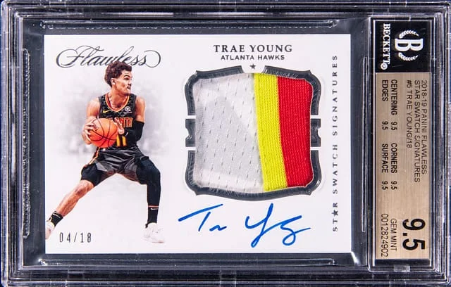 2018-19 Panini Flawless Trae Young Star Swatch Signatures #5 card image