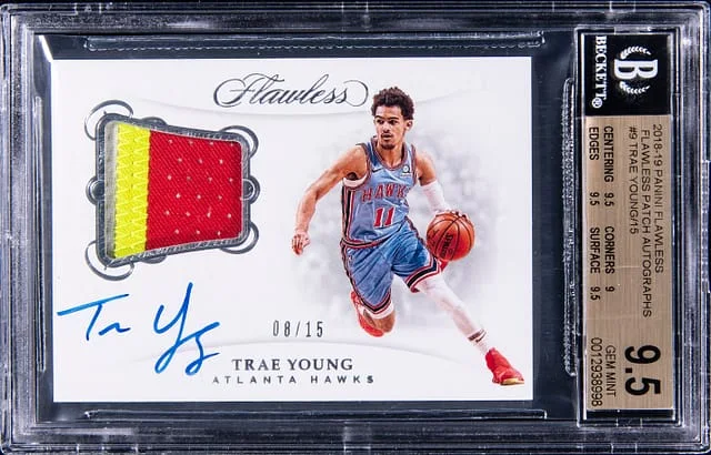 2018-19 Panini Flawless Trae Young Patch Autographs #PA-TYG card image