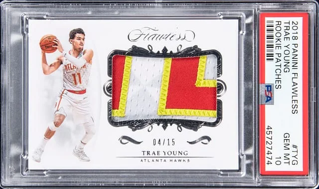 2018-19 Panini Flawless Trae Young Patches Platinum #RP-TYG card image