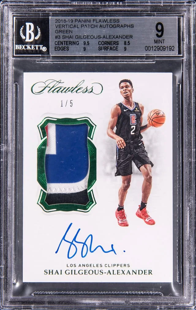 2018-19 Panini Flawless Vertical Patch Autographs Green #VP #no-number card image