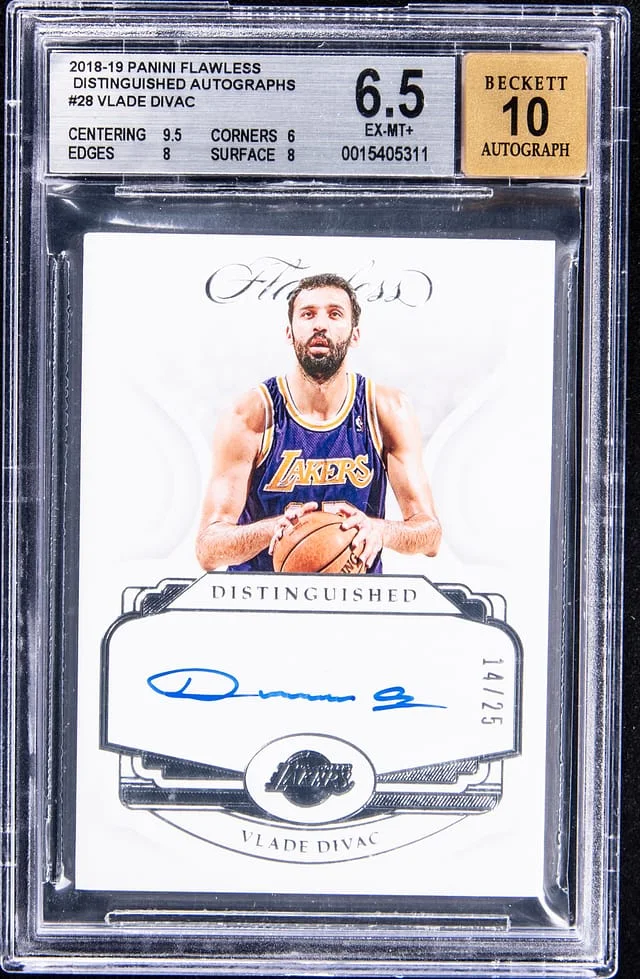 2018-19 Panini Flawless Vlade Divac Distinguished Autograph #DA-VDV card image