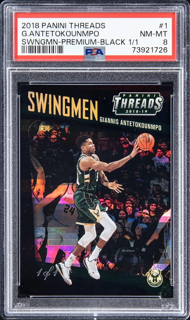 2018-19 Panini Giannis Antetokoumpo Threads Swingmen Premium Black #1 card image
