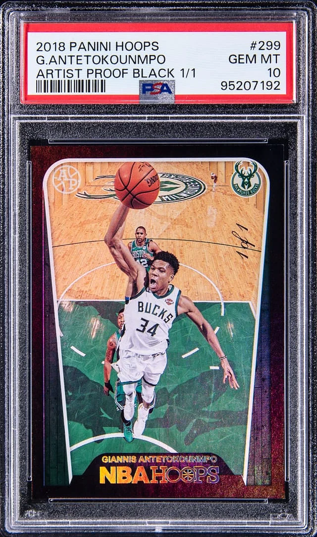 2018-19 Panini Hoops Giannis Antetokounmpo Artist Proof Black #299 card image