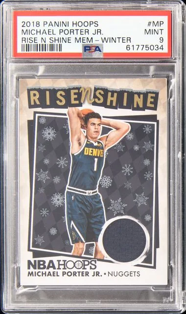 2018-19 Panini Hoops Michael Porter Jr. Rise N Shine Memorabilia Winter #RNS-MP card image