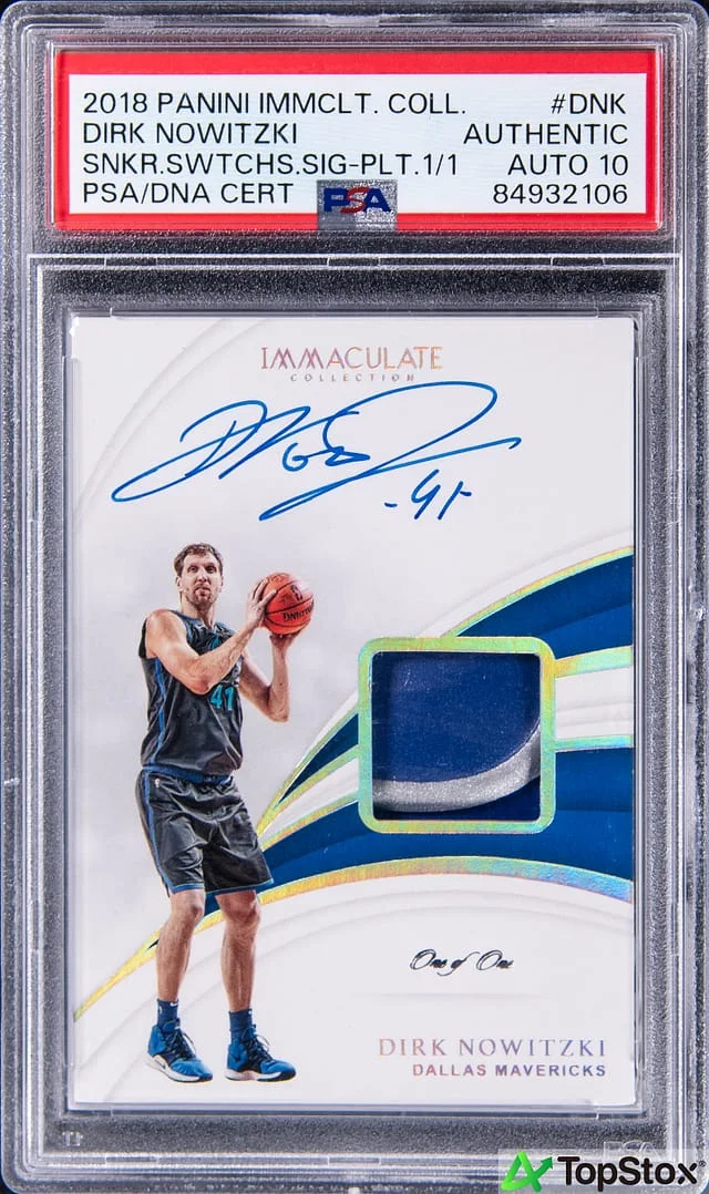 2018-19 Panini Immaculate Collection Dirk Nowitzki Sneaker Swatches Signatures Platinum #SN-DNK card image