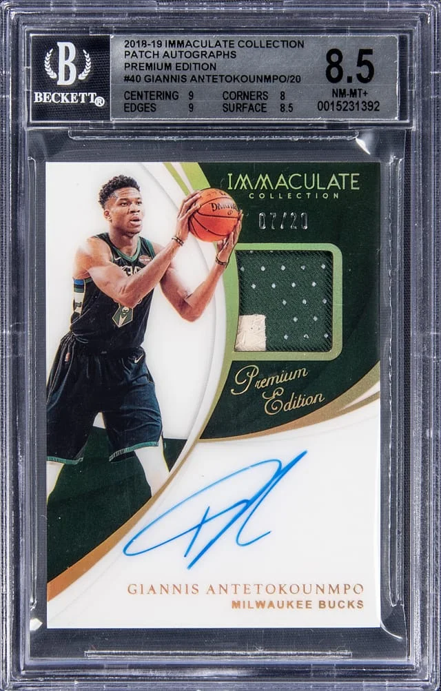 2018-19 Panini Immaculate Collection Giannis Antetokounmpo Patch Autographs Premium Edition #PA-GAN card image