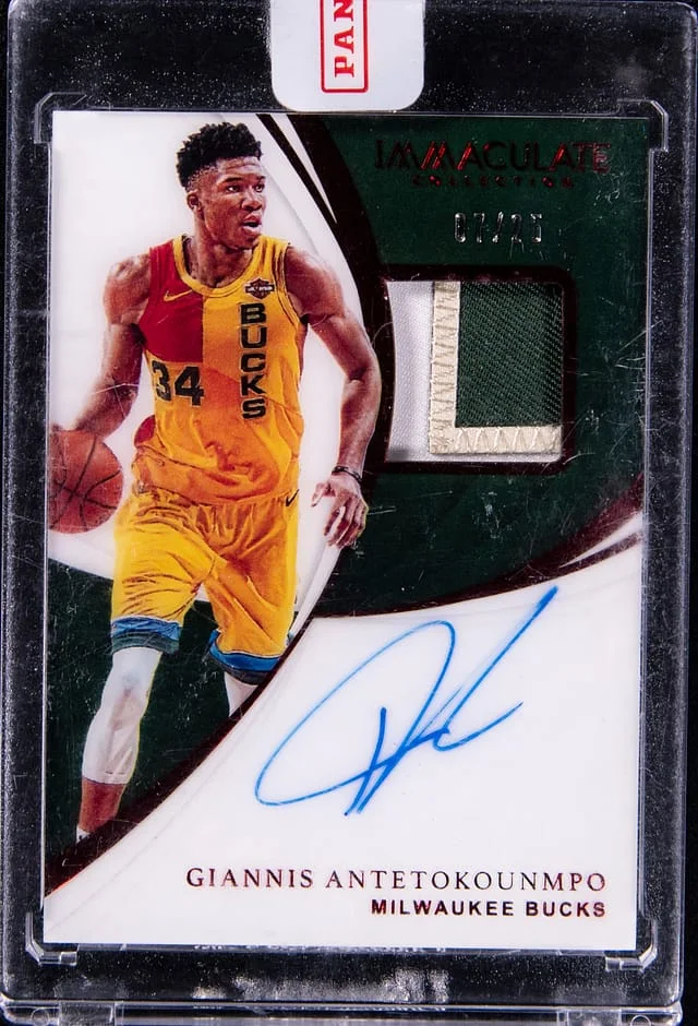 2018-19 Panini Immaculate Collection Giannis Antetokounmpo Patch Autograph Red #PA-GN card image