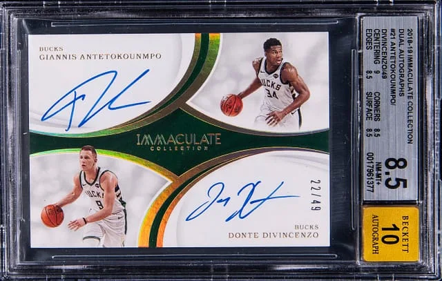 2018-19 Panini Immaculate Collection Giannis Antetokounmpo/Donte Divincenzo Dual Autographs #DA-GD card image