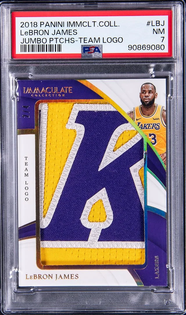 2018-19 Panini Immaculate Collection LeBron James Jumbo Patch Autograph Jersey Number #JP-LBJ card image