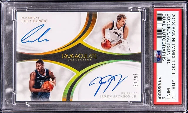 2018-19 Panini Immaculate Collection Luka Doncic/Jaren Jackson Jr. Dual Autographs #DA-LJ card image