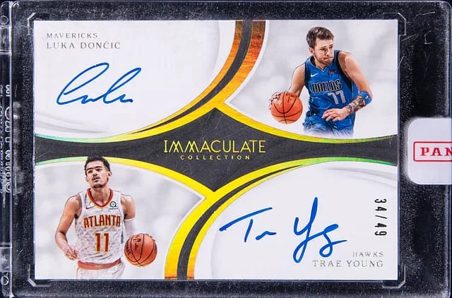 2018-19 Panini Immaculate Collection Luka Doncic/Trae Young Dual Autographs #DA-LT card image