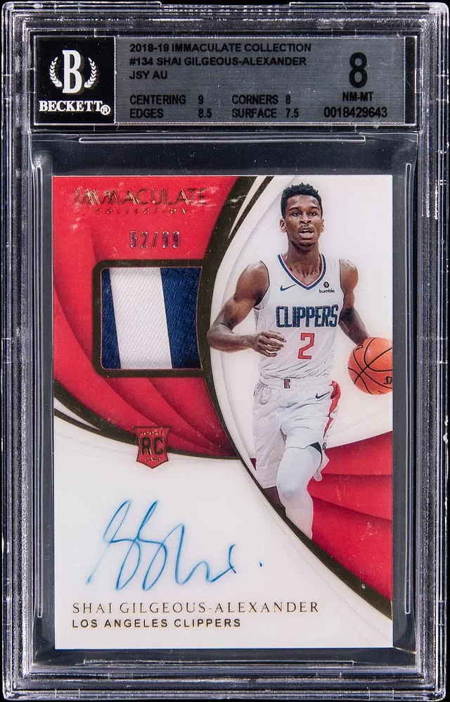 2018-19 Panini Immaculate Collection Shai Gilgeous-Alexander Patch Autograph (RPA) #134 card image