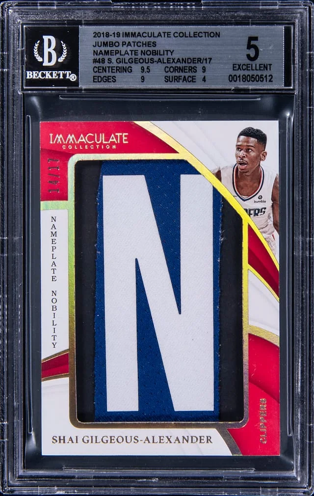 2018-19 Panini Immaculate Collection Shai Gilgeous-Alexander Jumbo Patches Nameplate Nobility #48 card image