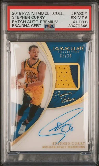 2018-19 Panini Immaculate Collection Stephen Curry Patch Autographs Premium #PASCY card image