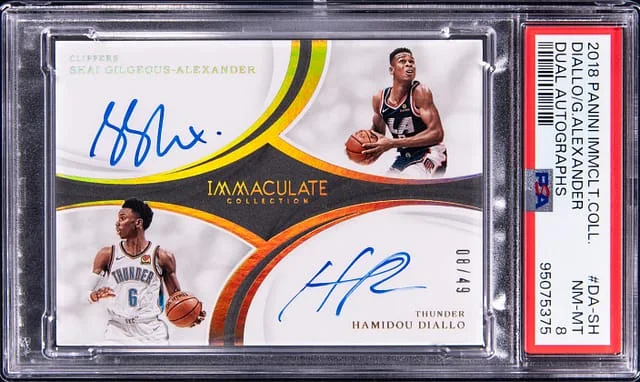 2018-19 Panini Immaculate Shai Gilgeous-Alexander/Hamidou Diallo Dual Autographs #DA-SH card image