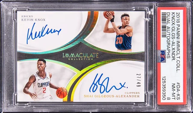 2018-19 Panini Immaculate Shai Gilgeous-Alexander/Kevin Knox Dual Autographs #DA-KS card image