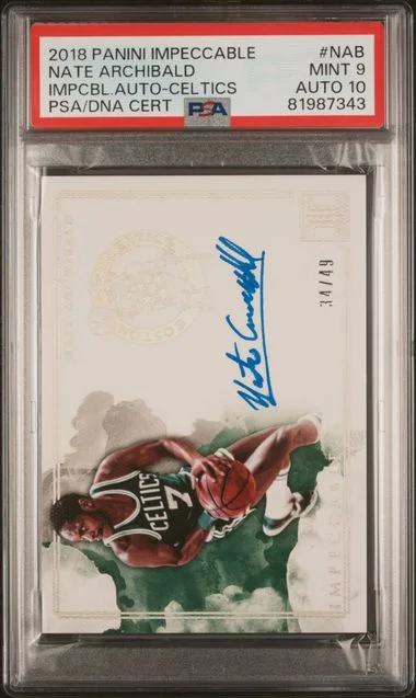 2018-19 Panini Impeccable Nate Archibald Impeccable Autographs Celtics #BS-NAB card image