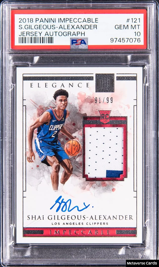 2018-19 Panini Impeccable Shai Gilgeous-Alexander Jersey Autograph #121 card image